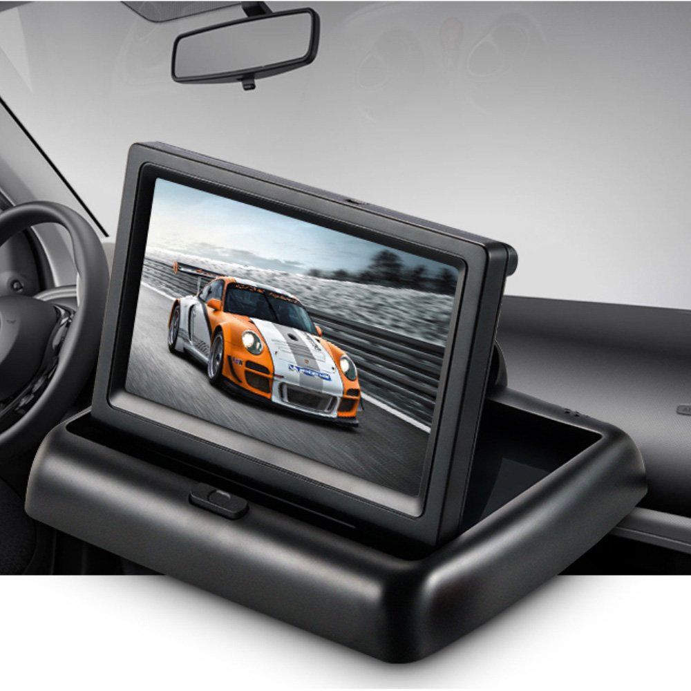 Mini Monitor Analog Ahd Incar Baby Monitoring System Camera Mirror Folding Car Baby Monitor Mount 4.3 Inch Lcd Screen RCA Input