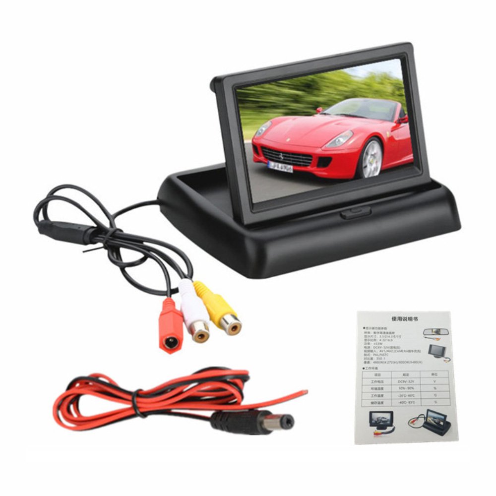 Mini Monitor Analog Ahd Incar Baby Monitoring System Camera Mirror Folding Car Baby Monitor Mount 4.3 Inch Lcd Screen RCA Input