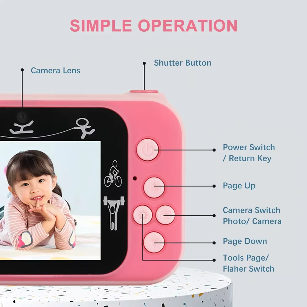 A8 Mini Kids Digital Camera Dual Lens 1080P 2.4 Inch IPS Screen Video Children's Cameras Birthday Christmas Gift Kid Camera