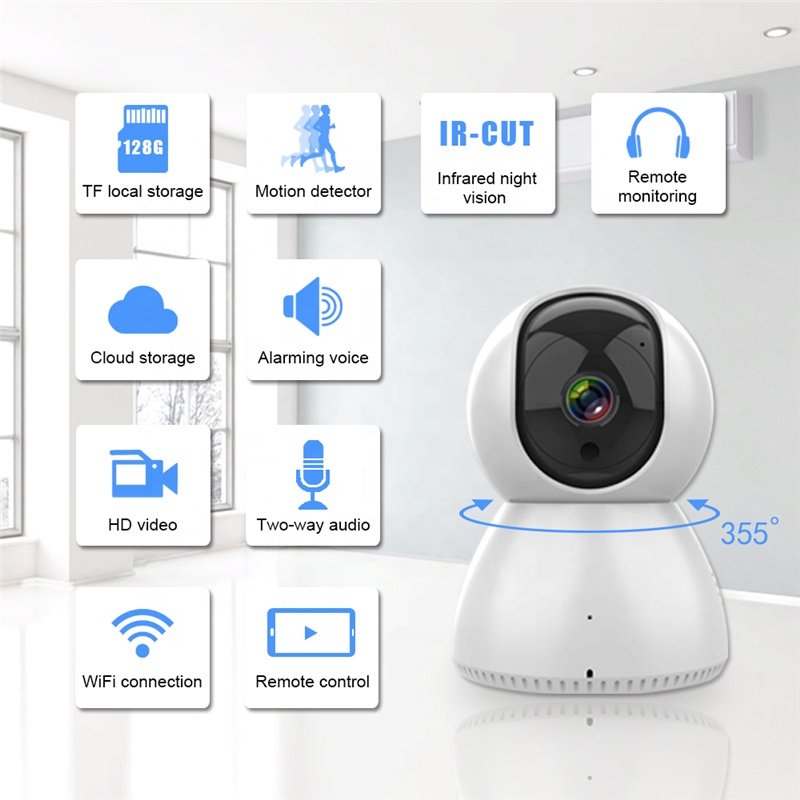 Wi-Fi Indoor CCTV camera Smart Home Mini Camera with Night Vision 2-Way Audio Works with Alexa & the Google