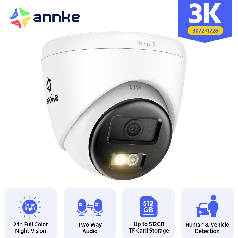 ANNKE Outdoor/Indoor IP67 Mini turret camera 3K IR Network Camera with Support flashing alarm & Audio alarm two-way audio