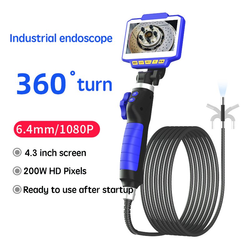 5.0 Inch IPS Screen 3.9mm 6.4mm 200W pixels 1080P 2Way Articulate 360° Rotation Steering Industrial Endoscope Inspection Camera