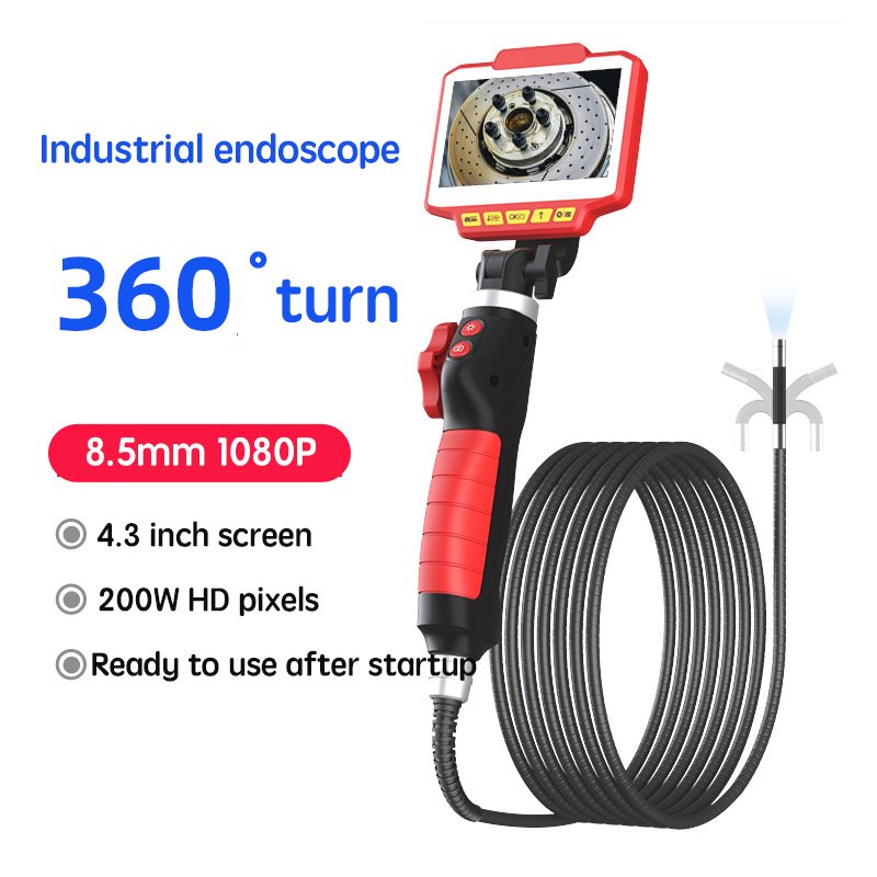 5.0 Inch IPS Screen 3.9mm 6.4mm 200W pixels 1080P 2Way Articulate 360° Rotation Steering Industrial Endoscope Inspection Camera