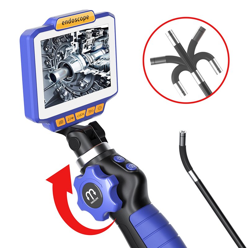 5.0 Inch IPS Screen 3.9mm 6.4mm 200W pixels 1080P 2Way Articulate 360° Rotation Steering Industrial Endoscope Inspection Camera