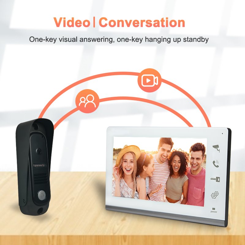 4 Wired Multi Apartment Video Intercom System HD Camera Doorbell with 7 Inch White Monitor RFID Card Unlock Dual Way Intercom fo
