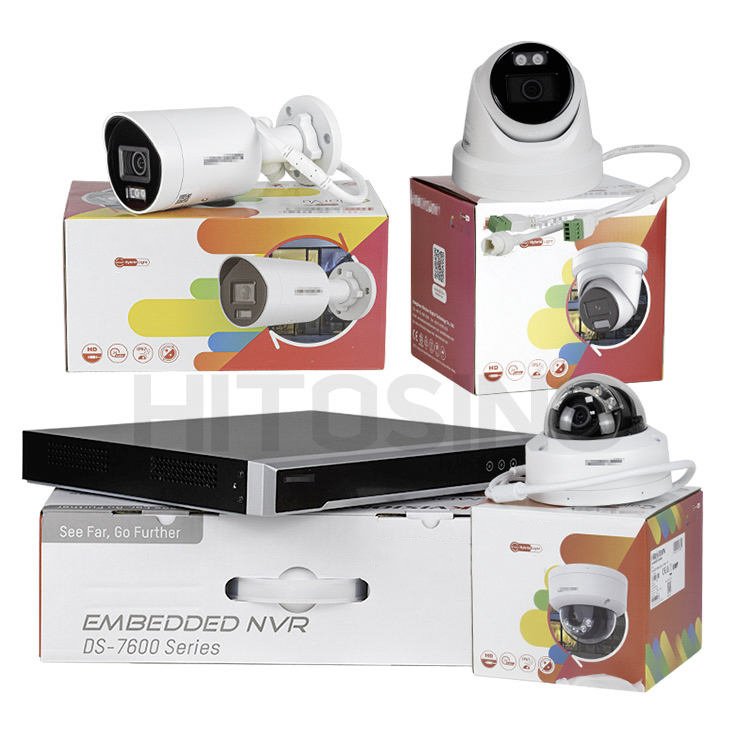 Custom OEM HIK 4MP 5MP 8MP IP Camera Smart Hybrid Full Color Turret Dome Bullet motorized varifocal PoE Network Camera