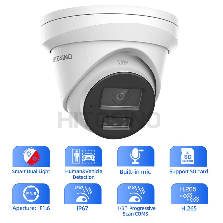 Custom OEM HIK 4MP 5MP 8MP IP Camera Smart Hybrid Full Color Turret Dome Bullet motorized varifocal PoE Network Camera