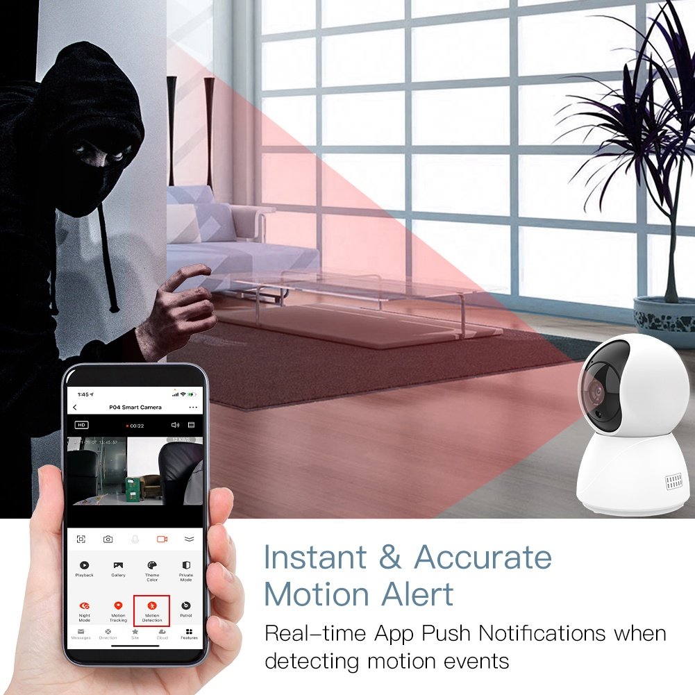 Smart Life App 1080P Camera de Surveillance Sans Fil Digital Motion Detection Network WiFi Home Security Cameras
