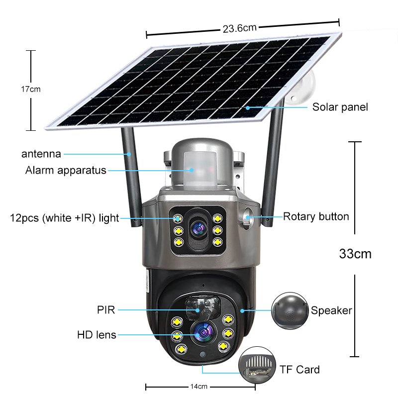 Leksell Dual lens outdoor 4g solar ip camera Cctv Network Camera camera with battery