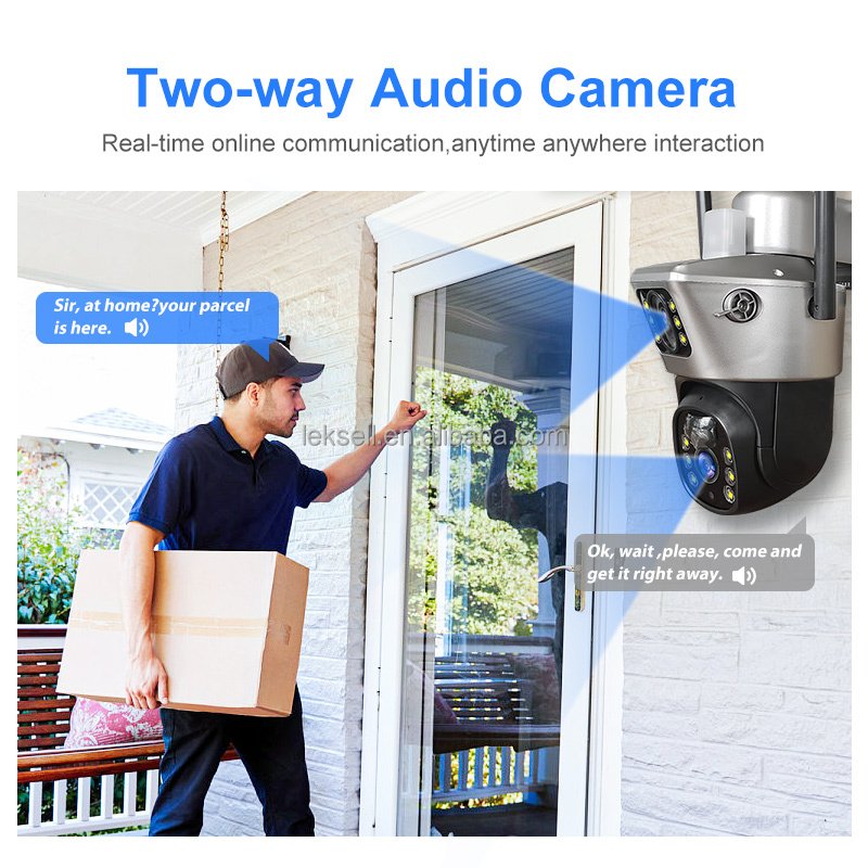 Leksell Dual lens outdoor 4g solar ip camera Cctv Network Camera camera with battery