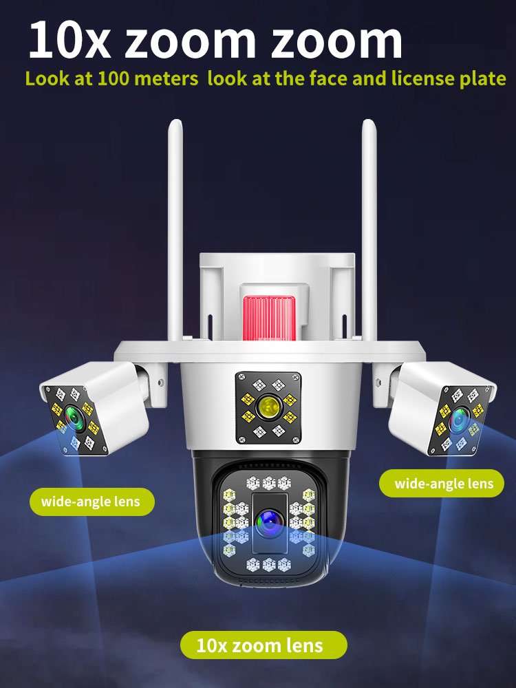 5K 9MP Three Lens Three Screens outdoor waterproof wireless camera Human detection alarm push cctv camera home security
