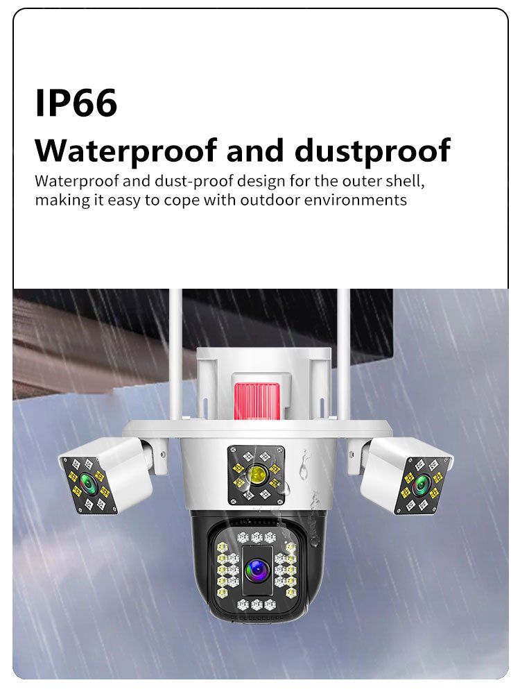 5K 9MP Three Lens Three Screens outdoor waterproof wireless camera Human detection alarm push cctv camera home security