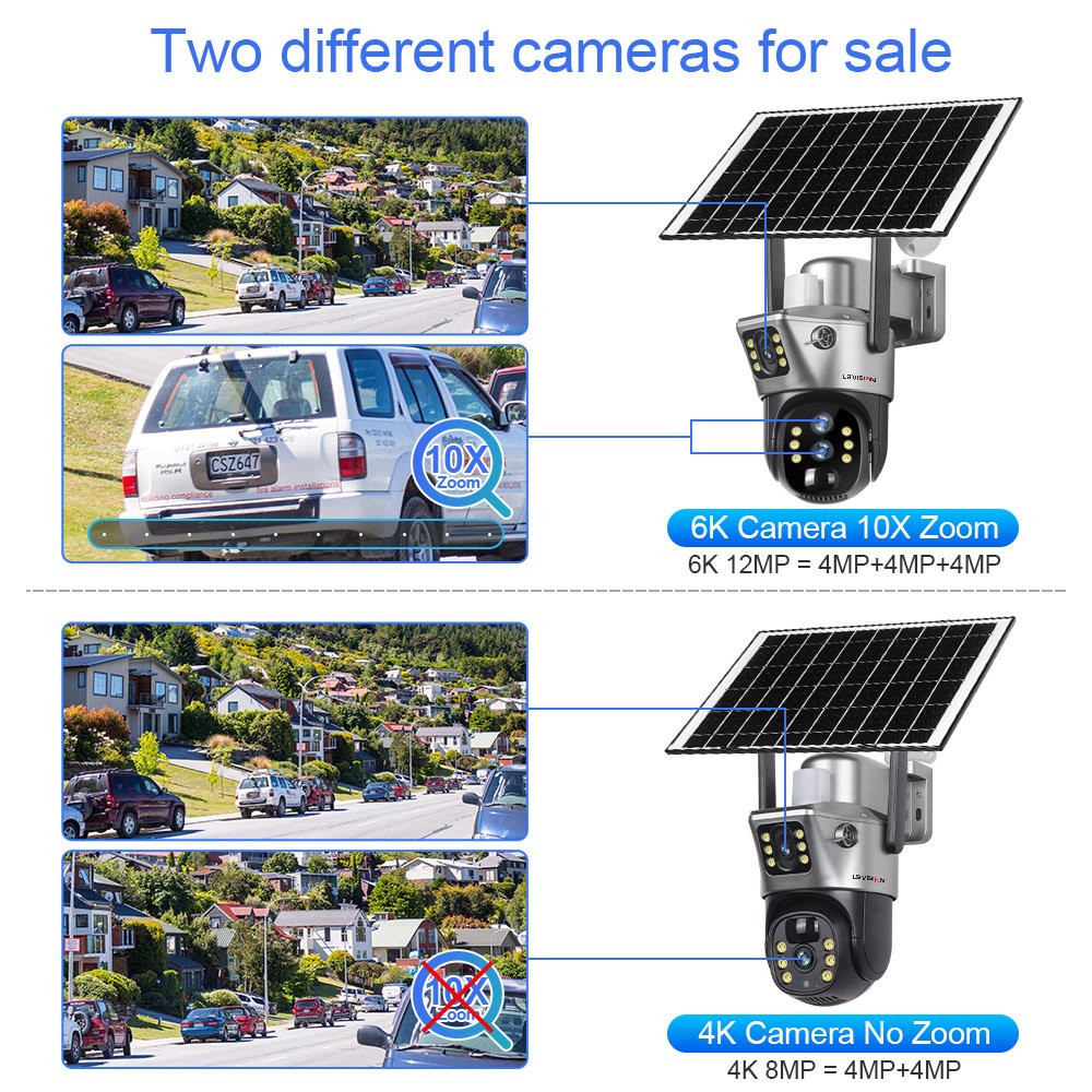 LS VISION V380 PRO 4MP 10X Zoom 4G Solar-Powered Network CCTV Camera LTE SIM Card IP PTZ Dual-Lens AI Tracking Outdoor Camera