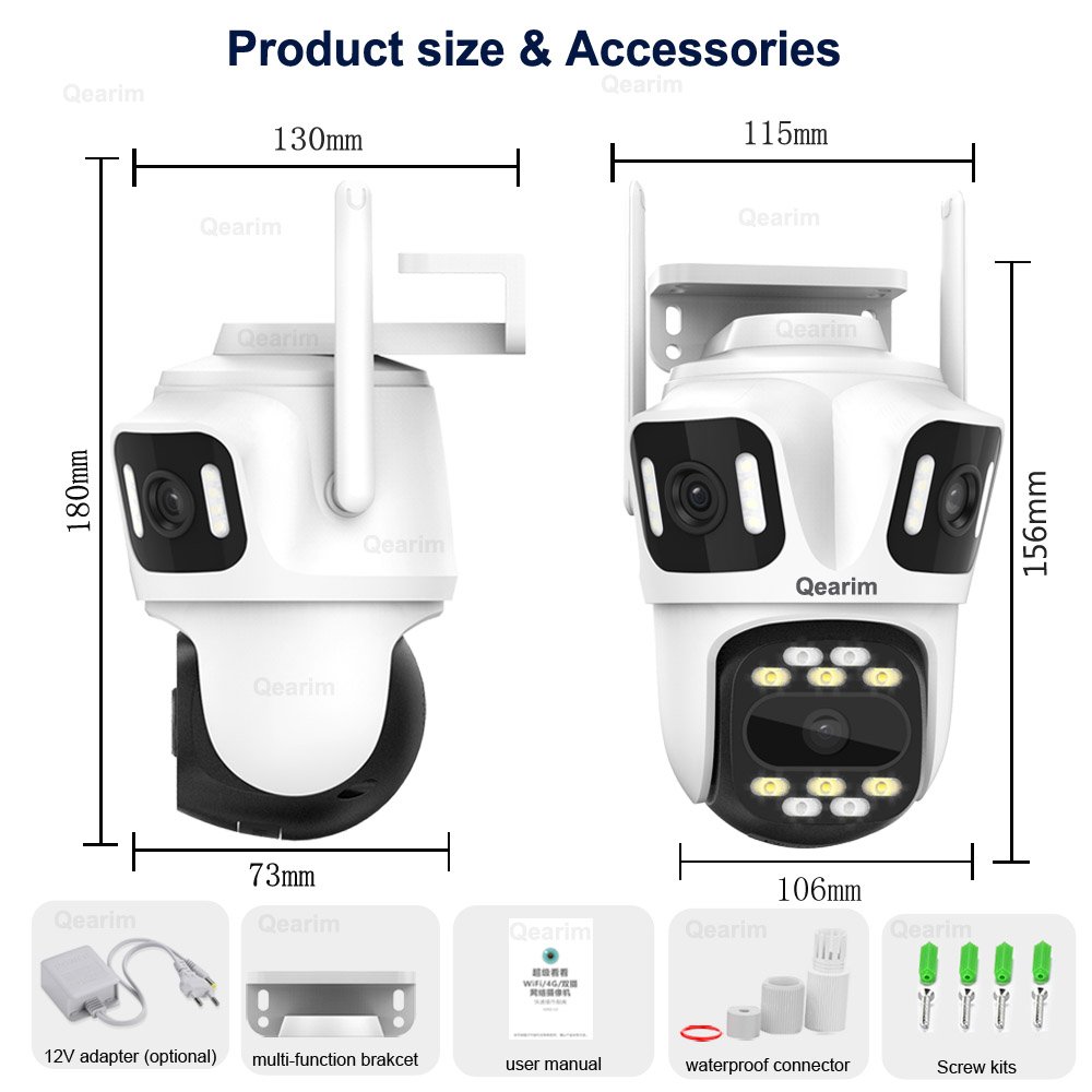 ICsee 8MP 4K 3 screen outdoor security wifi Network camera home security camera