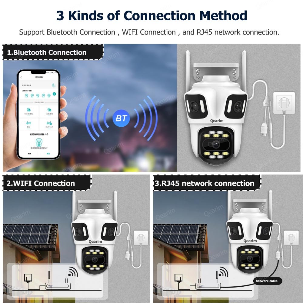 ICsee 8MP 4K 3 screen outdoor security wifi Network camera home security camera
