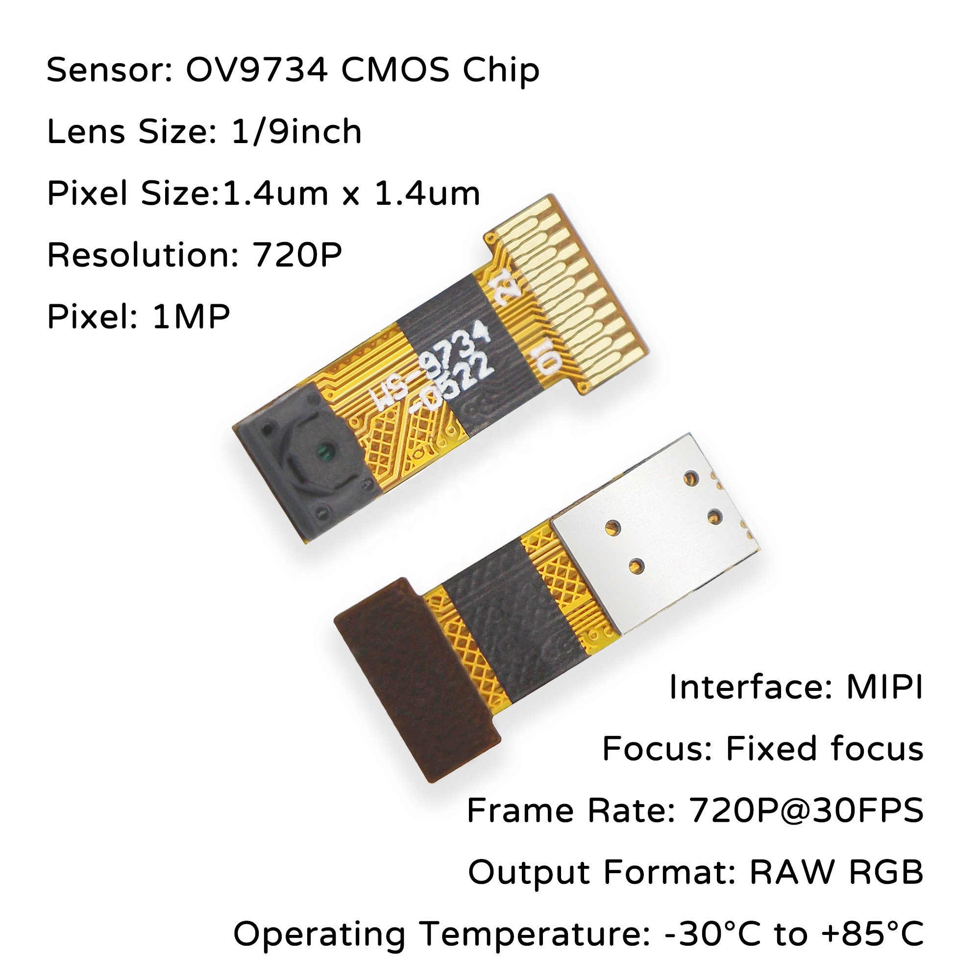 Ultra-micro Macro OV9734 1/9" Color 720p HD CMOS Image Sensor MIPI DVP Mini Endoscope Camera Module RGB