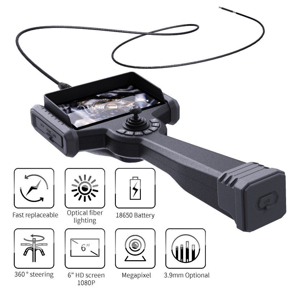 Handheld 4mm Borescope Inspection Camera Joy Stick Analog 360 Degree Articulated Borescope with 5m Cable