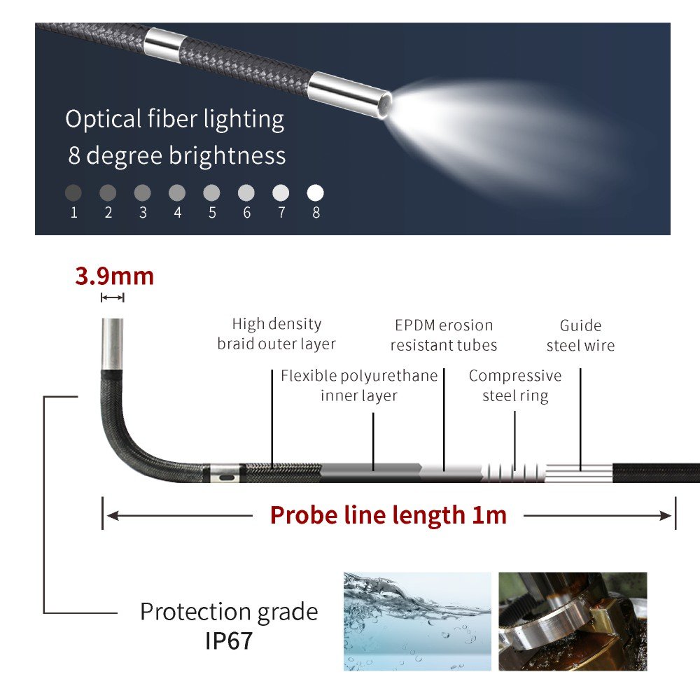 Handheld 4mm Borescope Inspection Camera Joy Stick Analog 360 Degree Articulated Borescope with 5m Cable