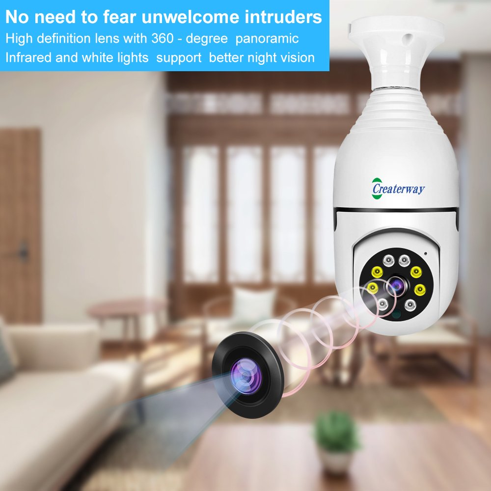 Hot sell 3mp 360 surveillance light bulb socket cctv mini camera 360 home surveillance systems motion detection night vision