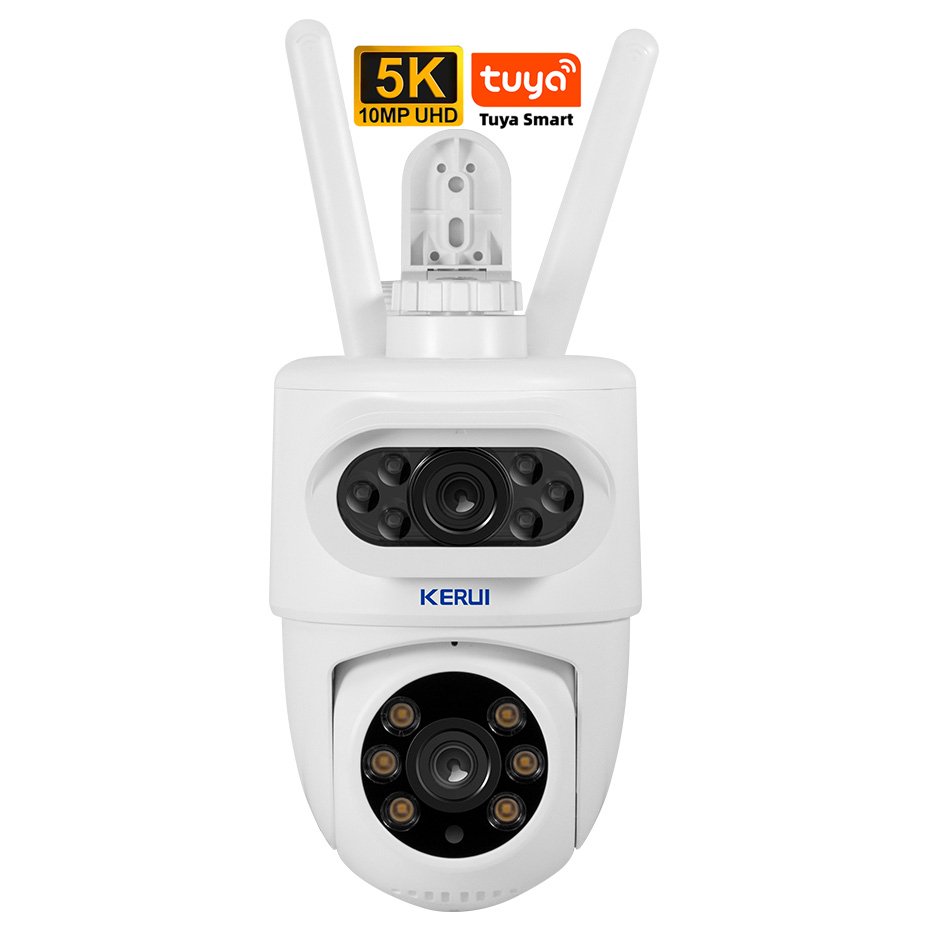 KERUI 10MP Tuya WIFI Camera 5K Network Wireless Camera Home Security PTZ IP Dual Lens Camera Indoor Outdoor Surveillance CCTV