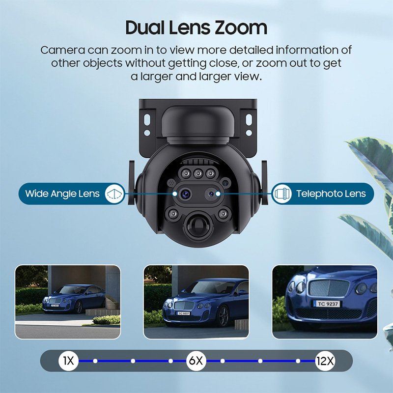 Wistino HD 6MP hunting solar camera outdoor waterproof 12x zoom tracking 4g sim card cctv camera