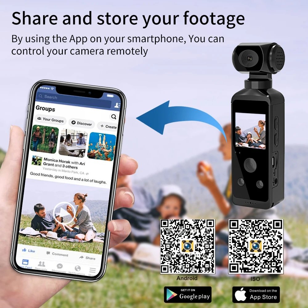 1.3" Screen Action Camera Pocket Cam Rotatable Wifi Mini Camera Outdoor Video Shooting Bike Bicycle Motorcycle Sport DV Camera