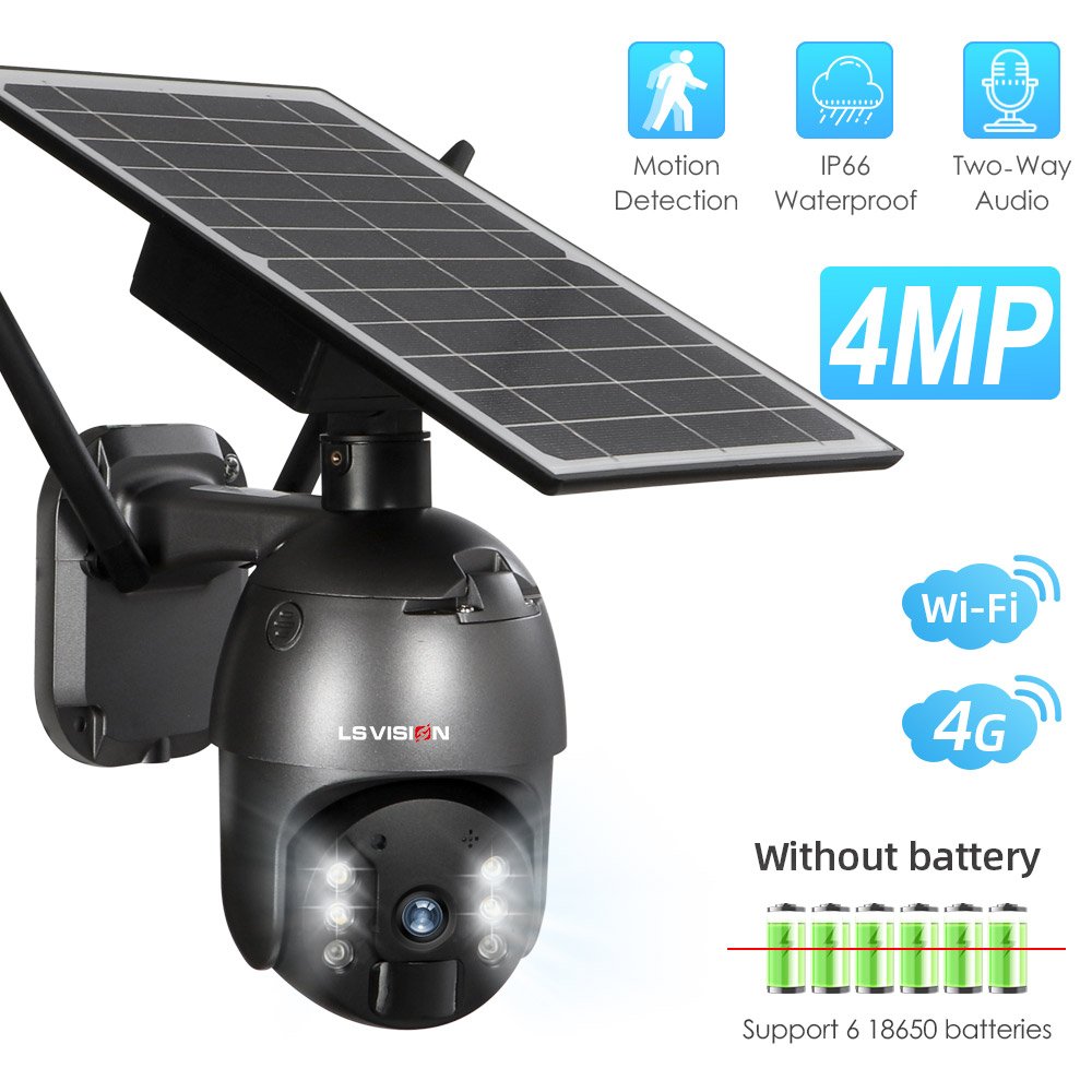 Low Power 4MP 2K 4G Solar Powered Battery PTZ Ubox GSM LTE Outdoor Wireless Solar Power Security CCTV Camera