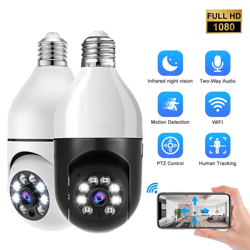 355 Degree Automatic Human Tracking Home Security CCTV IP Camera Compatible wireless wifi 1080P HD E27 Bulb Surveillance Camera