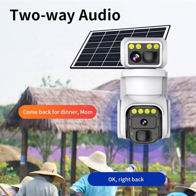 Outdoor Solar Security Wireless 4G CCTV Camera with 7W Solar Panel Two-Way Rotation PTZ IP Network 4G sim card Solar 4G Camera