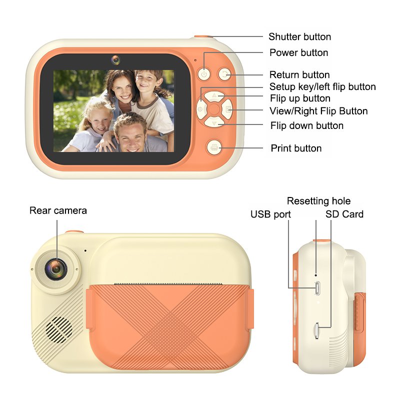 New 3.5 Inch Ips Hd Screen Video Recording Thermal Printing Children Kids Camera Instant Print With Photo Camera Gifts Toys