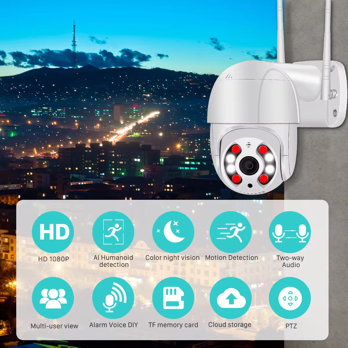 8MP 4K Wireless PTZ Camera HD 1080P Color Night Vision Wifi IP Camera Outdoor 5MP Ai Auto Tracking CCTV Surveillance Cam ICSEE
