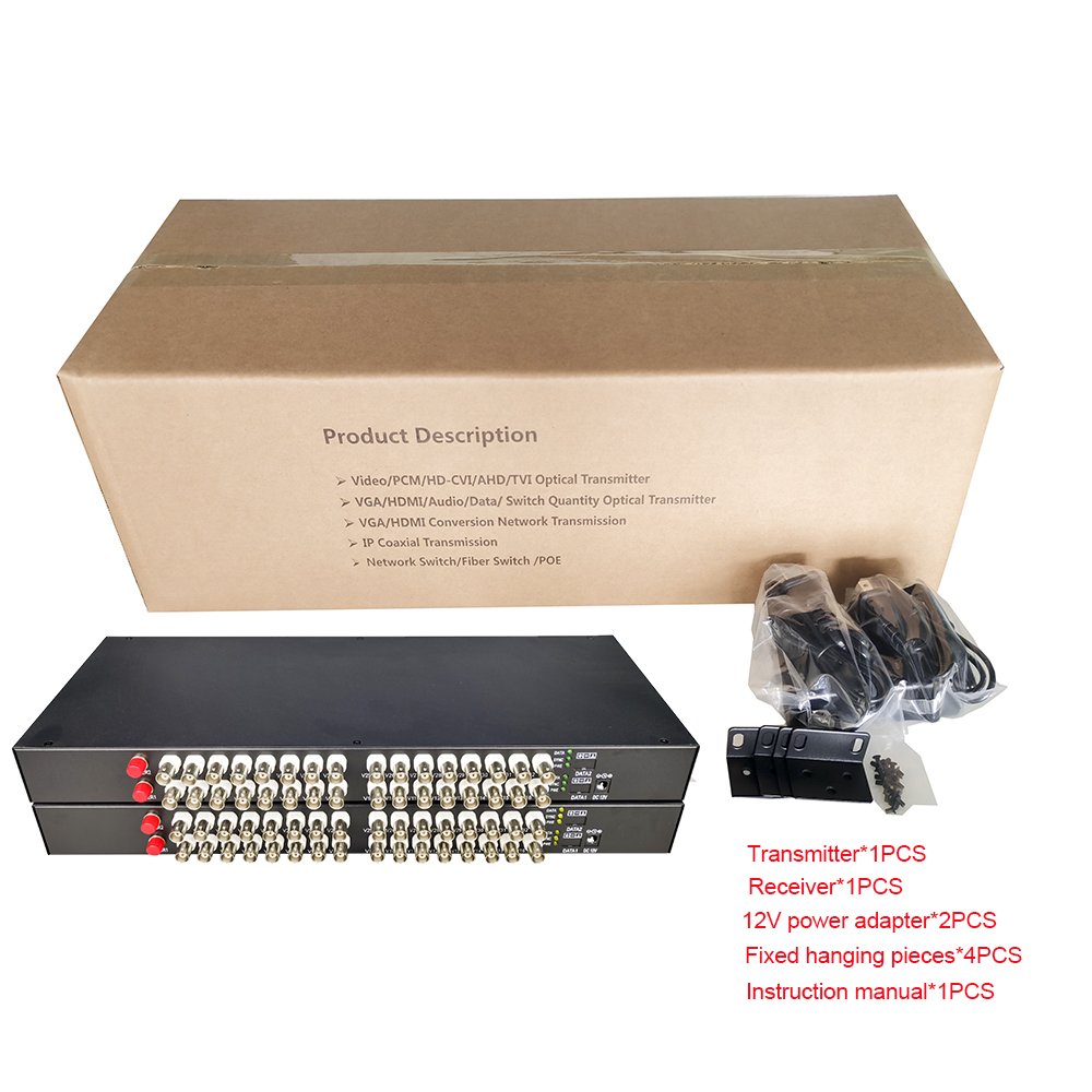 32 channel ahd to fiber transceiver 1080P HD video fiber converter for AHD 1080P 2MP camera CVBS analog camera
