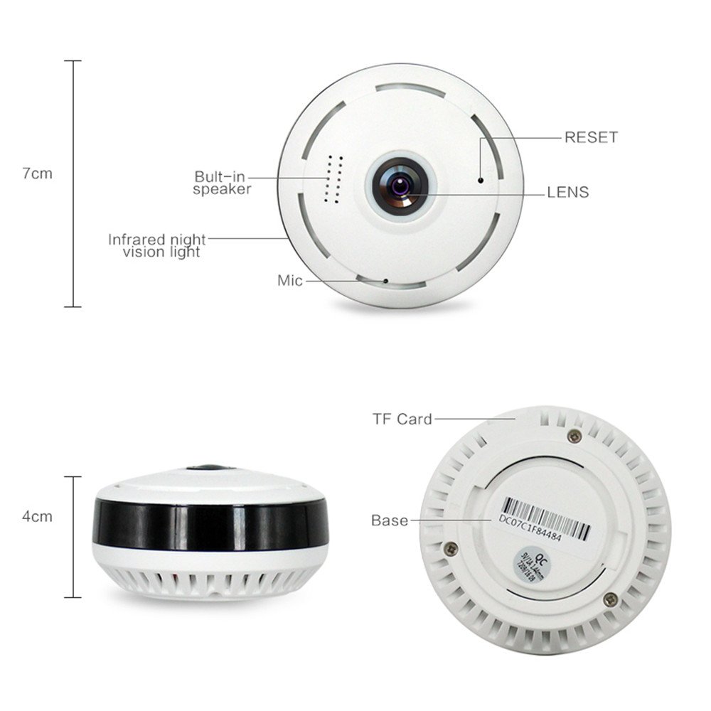 V380 960P Smart Security Mini Dome Camera Full View 360 Wifi IP with Two-Way Audio for Home Indoor Indoor Use Supports P2P