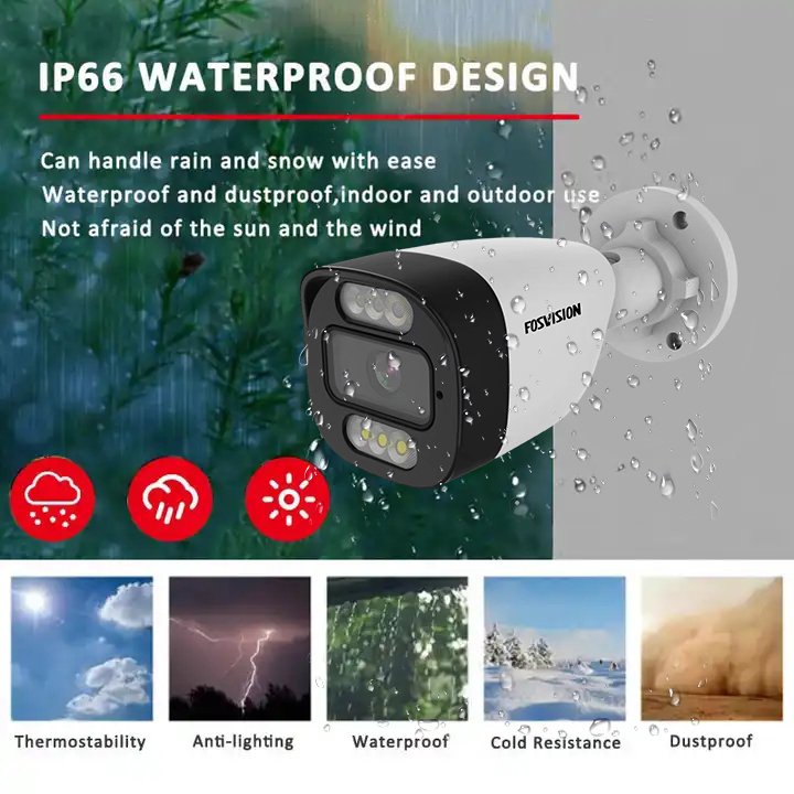 Fosvision Full Color Night Vision 2mp AHD TVI Coaxial Security CCTV Camera Full HD Plastic Bullet Weatherproof Outdoor Camera