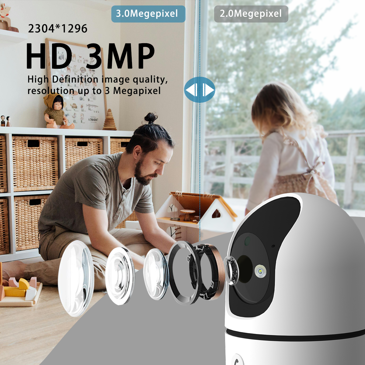 New Arrival Wireless Wifi Home Security Camera 3MP Indoor Human Detection Smart One Click Call Baby Monitor Network Camera