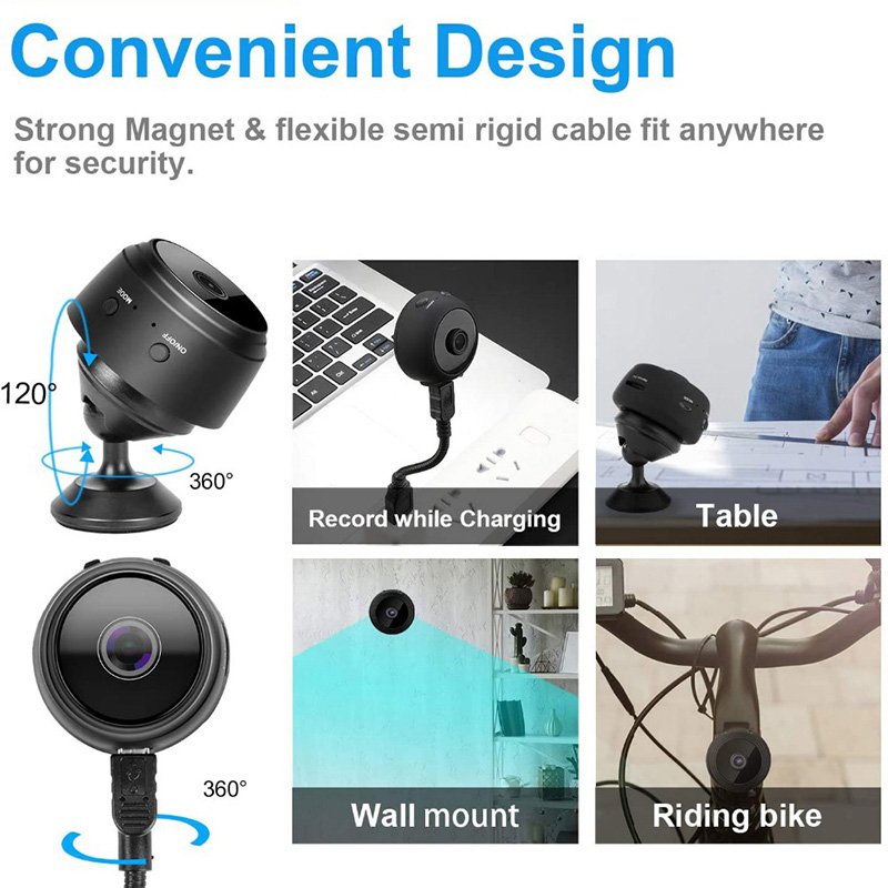 Rscamtom Mini Camera for Surveillance 150mA Mobile Detection Indoor WiFi Camera