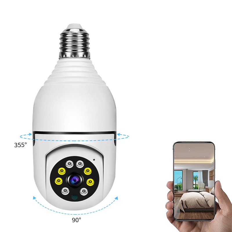 Smart home light 5G wireless bulb lamp wifi 2MP camera 360 Degree pnaoramic wireless IR Security VR CCTV Camera