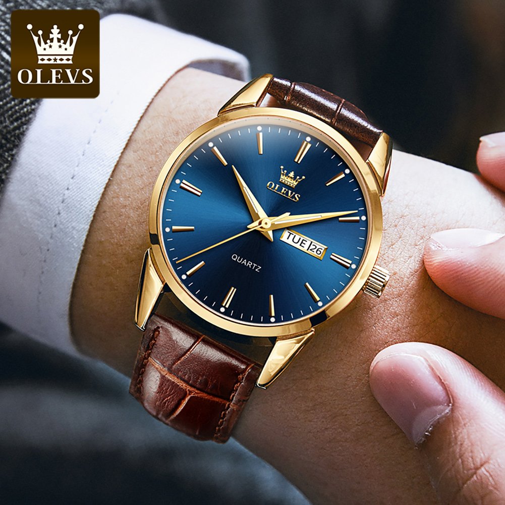 OLEVS 6898 Watches Fashion Sports Minimalist Date Analog PU Leather Waterproof Quality Business Quartz Wristwatch Men