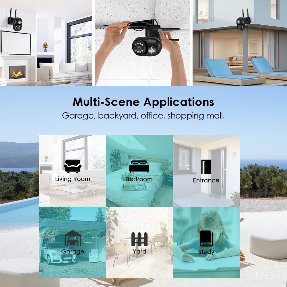 Wistino 4K 8MP Icsee HD PTZ WiFi IP Camera AI Human Detection 1080P HD Audio IP Camera Auto Tracking P2P Video Surveillance