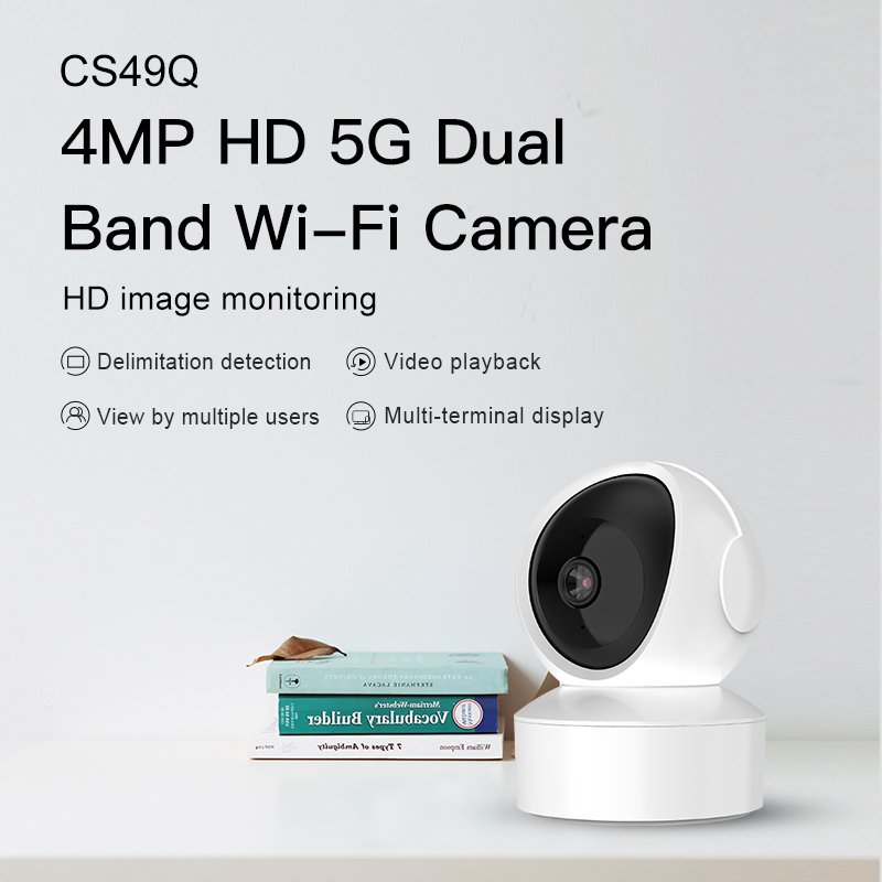 CS49Q 4MP WiFi Network IP Camera Infrared Night Vision Auto Human Tracking Phone APP 2.4G/5G Dual Band NVR Cloud Data Storage