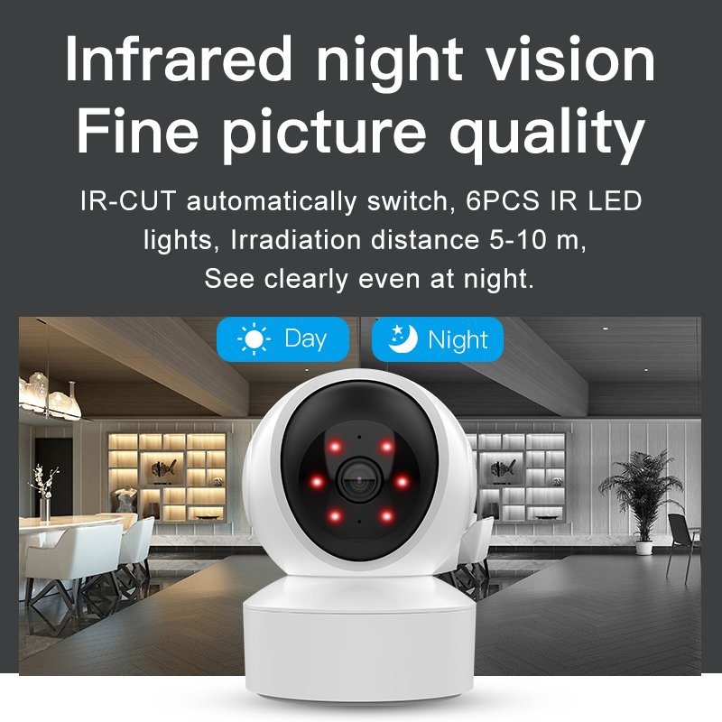 CS49Q 4MP WiFi Network IP Camera Infrared Night Vision Auto Human Tracking Phone APP 2.4G/5G Dual Band NVR Cloud Data Storage