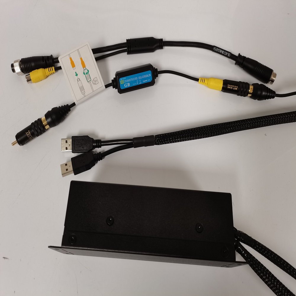 Video capture box accessory to connect analog backup or side cameras
