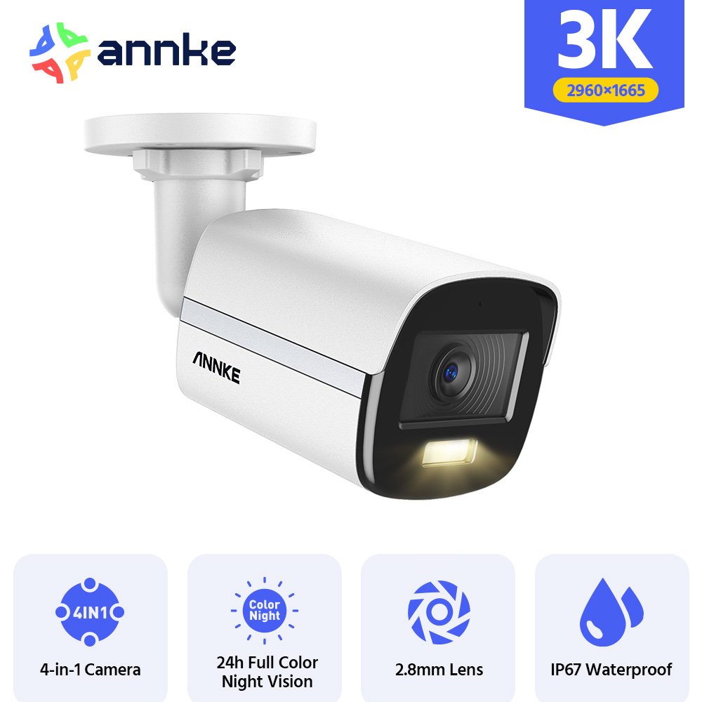 ANNKE NightChroma 3K(5MP) Security Camera 2.8mm Full Color Night Vision IP67 Outdoor Waterproof CCTV Camera