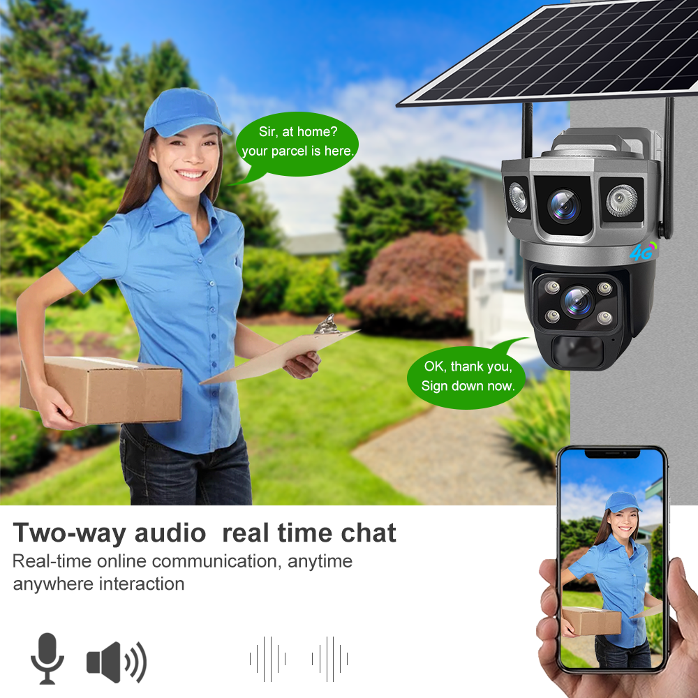 4MP 8W Bullet and PTZ Human Motion Tracking Solar Cctv 4G Ip Camera Smart Home Waterproof network Camera