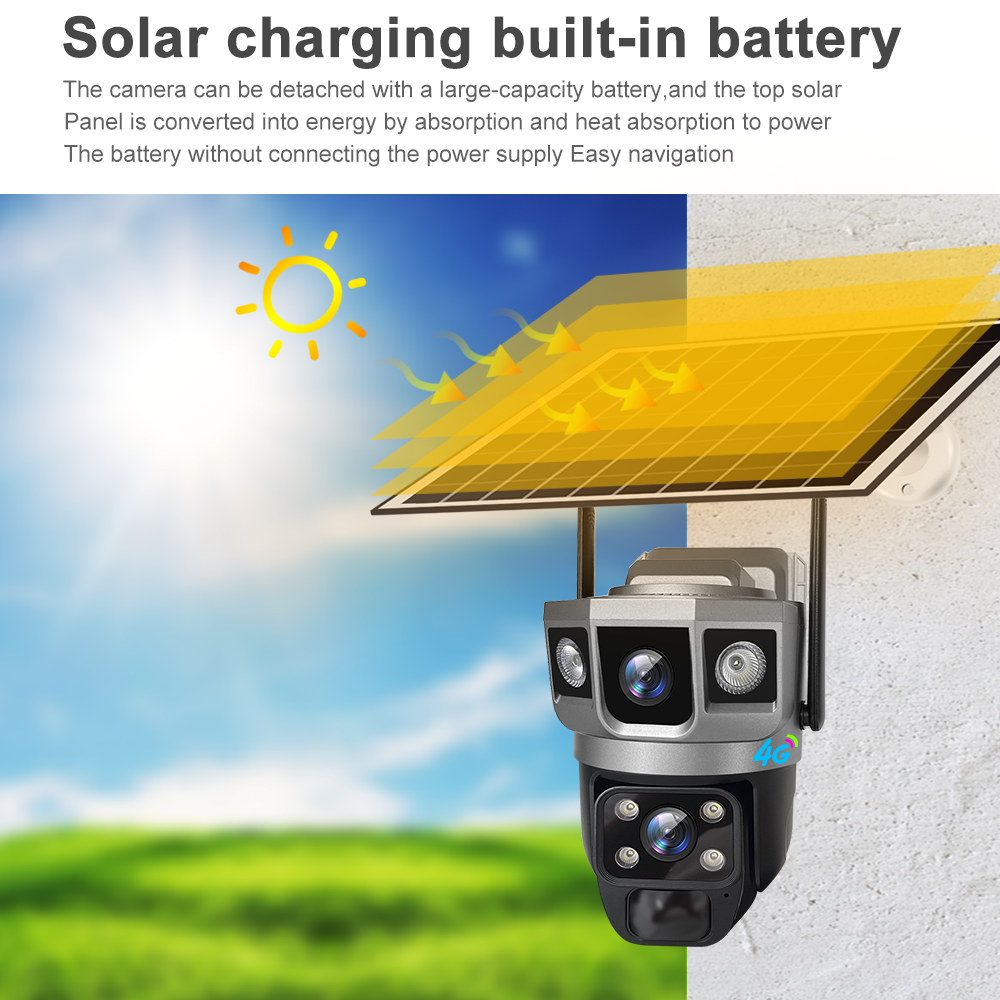 4MP 8W Bullet and PTZ Human Motion Tracking Solar Cctv 4G Ip Camera Smart Home Waterproof network Camera