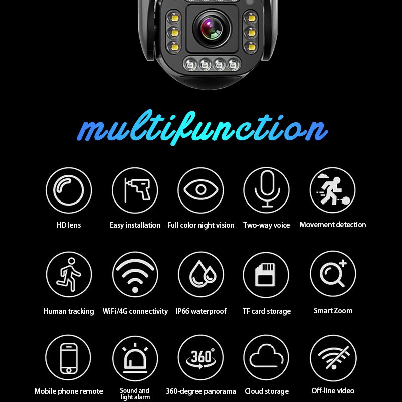 Zooming Wireless 4G CCTV Camera Night Vision Audio Alarming Outdoor Waterproof Network Camera