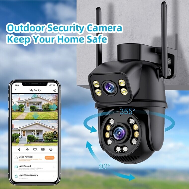 Human Auto Tracking Wireless Security icsee WIFI Camera 6MP Dual Lens iCsee ptz WIFI Camera Outdoor