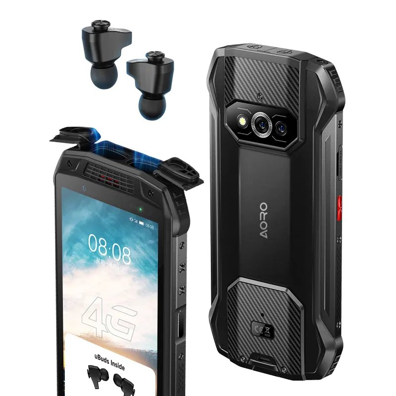 Aoro A20 cheap android phone 16MP front camera TWS earbuds analog mobile explosion proof rugged telephone