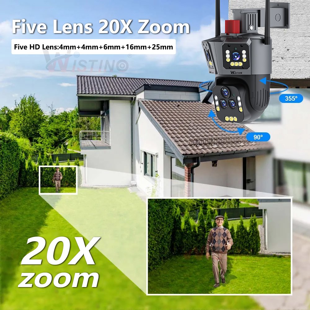 Wistino 10K Outdoor 20X Zoom CCTV Wireless Wifi Camera Two Way Audio Night Vision Security Surveillance Network PTZ Camera