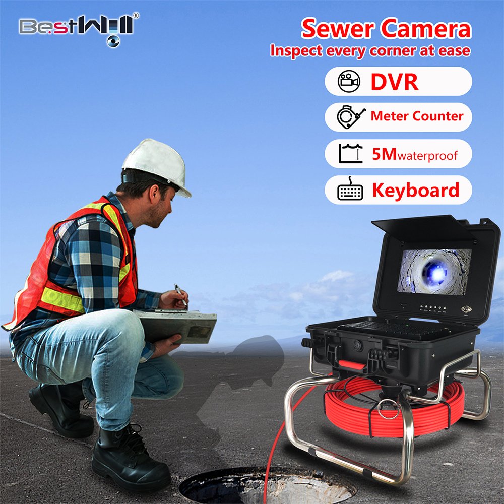 Sewer camera with locator self leveling drain blocked check camera with HD 1080P analog camera